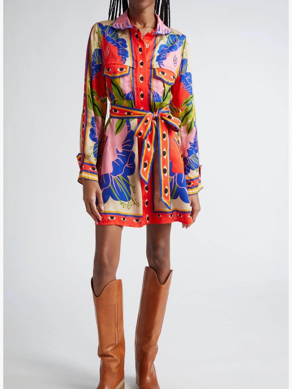 Surreal Scarf Print Shirtdress